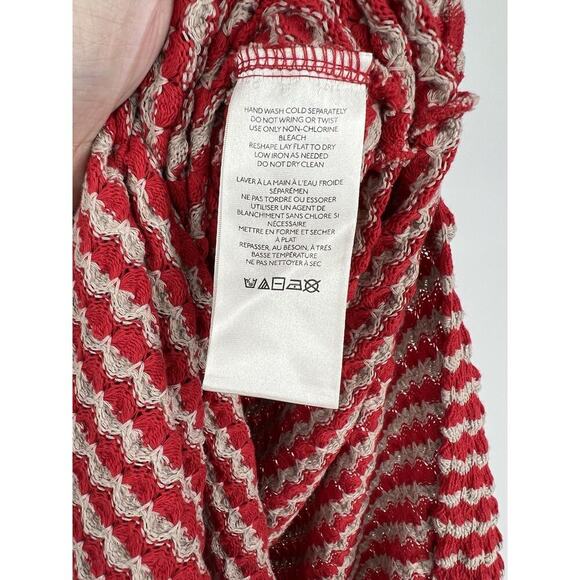 Free People Red Striped Knit High Rise Slit Maxi Skirt Size Small Beach Casual - Picture 5 of 5